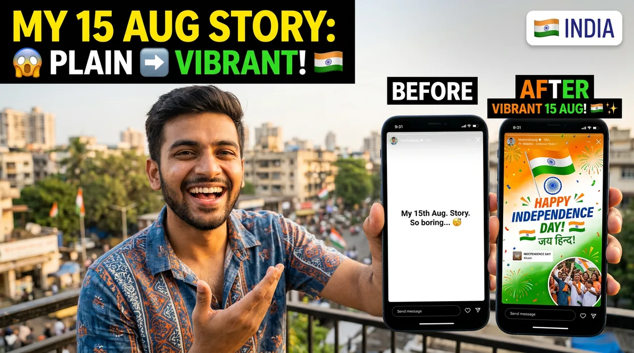 Cover for 15 August Instagram Story Prompt Templates (India)